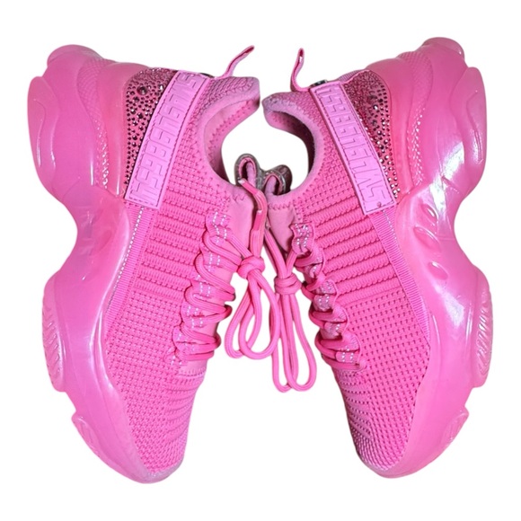 Steve Madden MAXIMA Textile Lace Up Boyfriend Sneakers Sz 6 Hot Pink - Picture 3 of 10